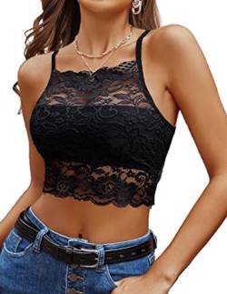 Avidlove Baumwoll Unterwäsche Damen Spitze Unterhemd Camilose Top Sexy Oberteile Schwarz XL von Avidlove