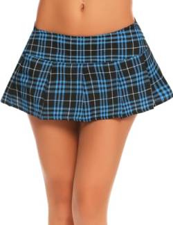 Avidlove Damen Rollenspiel Mini Plaidrock Polyester Sexy Dessous Schul X-Large = US Large Blau von Avidlove