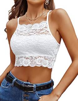 Avidlove Korsage Damen Crop Top Sexy Camilose Unterhemd Spitze Oberteile Weiß S von Avidlove