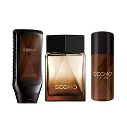 Avon Segno für Ihn ParfumSet Eau de Toilette Spray +Deospray+Duschgel/Shampoo mit edlem Whiskey&Eichenholz von Avon