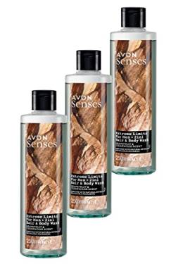 Avon Senses Extreme Limits Grapefruit & Sandal Duft für Haar & Körper Männer Duschgel 250 Ml. Triple Set von Avon