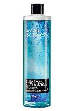 Avon Senses Ocean Surge Mint und Meer Duft Männer Duschgel für Haar und Körper 500 Ml von Avon