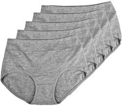 Avondii Baumwolle Unterhosen Damen Basic Einfarbige Panties Weiche Stretch Atmungsaktiver Hipster Unterwäsche, 5er Pack (3XL, Grau) von Avondii