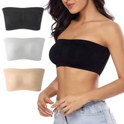 Avondii Damen BH Set Bandeau Top Große Größen Trägerlos Push Up mit Einlagen Pads, 3er Pack (S, Mehrfarbig) von Avondii