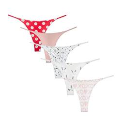 Avondii Damen Baumwolle String Tanga Set Thong Unterhosen, 5 Pack (XL, G-Mehrfarbig) von Avondii