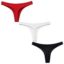 Avondii Damen Baumwolle Tanga Niedrige Taille Strings Hipster Unterwäsche, 3er Pack (M, C-Farbe) von Avondii