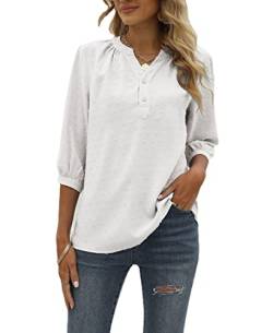 Avondii Damen Sommer Bluse V-Ausschnitt Oberteil Elegant T-Shirt Kurzarm Top (L, Weiß) von Avondii