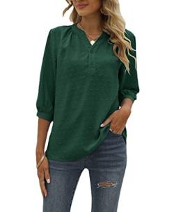 Avondii Damen Sommer Bluse V-Ausschnitt Oberteil Elegant T-Shirt Kurzarm Top (XL, Grün) von Avondii