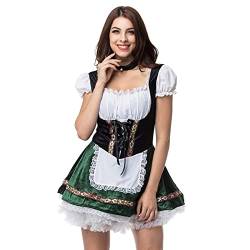 Avrilight Dirndl Midi Trachtenkleid Damen Oktoberfest Outfit Dirndl Kleid, Elegant und Sexy Trachtenkleid Dirndl-Komplettsets Oktoberfest Karnevalsparty (Green, L) von Avrilight