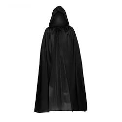 Avrilight Umhang mit Kapuze Cape Robe Party Erwachsene Kinder Einzigen Schwarzen Stehkragen Hutlosen Wander Jacken Herren Leicht Vampir Hexe Cosplay Kostüm für Halloween Weihnachten Party Karneval von Avrilight