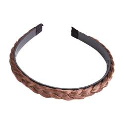 Stirnband Kunsthaar geflochtenes Stirnband 1,5 cm breite Perücke mit Zähnen Braid Fashion Braid Hair Hoop Braid Haarschmuck Haarschmuck Haarschmuck Haarspangen Doppelkamm (Brown2, One Size) von Avrilight