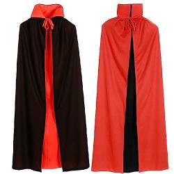 Unisex-Umhang mit Kapuze Cape Cos Robe Party Erwachsene Kinder Doppel Schicht Schwarz Und Rot Stehkragen Hutlosen Vintage Herren Vampir Hexe Cosplay Kostüm für Halloween Weihnachten Party Karneval von Avrilight