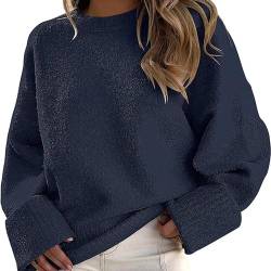 Women's Oversized Sweater 2023 Casual Fall Crewneck Long Sleeve Comfy Loose Fuzzy Knit Chunky Warm Pullover Pullover Tops von AwayHome