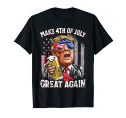 Make 4th Of July Great Again Funny Trump Men Drinking Beer T-Shirt von Awesome 4th Of July Clothing Co
