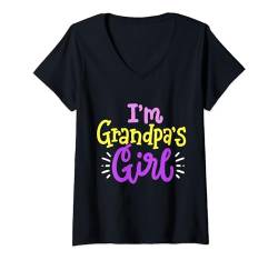 Damen Ich bin Opas Mädchen Lustiger Vatertag, Großvater, Kinder, Mädchen T-Shirt mit V-Ausschnitt von Awesome Dad & Kids Father's Day Gear