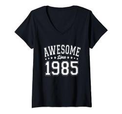 Damen Awesome Since 1985 Geburtstag Awesome Jahrgang 1985 T-Shirt mit V-Ausschnitt von Awesome Geburtstag