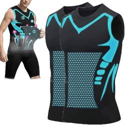 Awoyep 2023 New Version Ionic Shaping Vest, Comfortable and Breathable Ice Silk Fabric for Men to Build A Perfect Body Guys Men's Chest Gynecomastia Compression Top (Color : D(2PCS), Size : M) von Awoyep