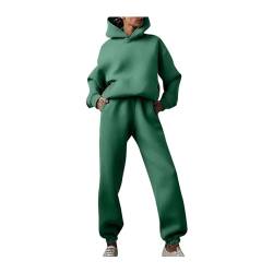 Awoyep Damen Sportanzug Einfarbig Outfit Oversized Hoodie Pullover Sweatshirt und Jogginghose Freizeitanzug Damen Jogger Tracksuit Damen Streatwear Trainingsanzüge für Damen (Color : Dark green, Siz von Awoyep