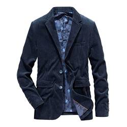 Awoyep Herren Cord Sakko, Herren Sakko Blazer Lange Ärmel Revers Cord Blazer Slim Fit Modern Anzug Jacke Einreihig Einfarbig Casual Blazer Mantel für Business Hochzeit Freizeit (Color : Blue, Size : von Awoyep