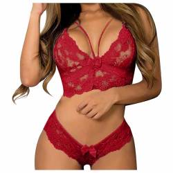 Awrvia Amazon Outlet Angebote Sale Dessous Damen Sexy Unterwäsche Push Up Spitzen-BH und Höschen Verstellbar Riemen 2-teiliges Set Erotisch Tüll Transparent Lingerie Hohe Taille Zweiteiliges von Awrvia