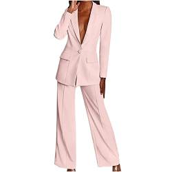 Awrvia Angebot des Tages Blazer Damen Elegant Hosenanzüge Sportlich 2-teilig Anzugjacke Einfarbig Anzug Set Slim fit Mode Damenanzug Festlich Longblazer Oversize Freizeitmantel Business Mantel von Awrvia