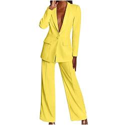 Awrvia Angebot des Tages blitzangebot Blazer Damen Elegant Hosenanzüge Sportlich 2-teilig Anzugjacke Einfarbig Anzug Set Slim fit Mode Damenanzug Festlich Longblazer Oversize Freizeitmantel von Awrvia