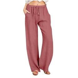 Awrvia Angebote des Tages Heute Arbeitshose Damen Stretch Bequeme Leinenhose Elegant Einfarbig Sommerhose Leichter Vintage Freizeithose Lockere Schlanke Sporthosen Leinen Baumwolle Strandhose Yoga von Awrvia