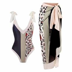 Awrvia Badeanzug Damen Sport Zweiteilig V Ausschnitt Badekleid Elegant Blumen Gedruckt Schwimmrock Set Sexy Mode Badeanzugkleid Sport Langer Schwimmanzug Vintage Monokini Schlanke Strandmode von Awrvia