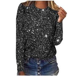 Awrvia Blusen Damen Elegant Festliche Langarmshirt Sexy Baumwolle Outfit Pailletten Modern Oberteil mit Glitzer ShirtOberteile Langarm Tunika Festliche Blusen Angebot des Tages blitzangebot von Awrvia