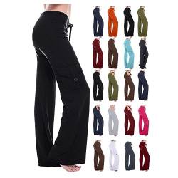 Awrvia Cargohose Damen Lang Freizeithose Baumwolle Straight Jogginghose High Waist Sweathhose mit Taschen Outdoorhose Vintage Baggy Cargo Hose Trekkinghose Bequeme Fit Wanderhose von Awrvia