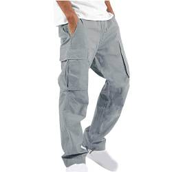 Awrvia Cargohose Herren Lockere Hose Chino Cargo Sporthose Casual Baumwolle Freizeithose Elastische Taille Outdoorhose mit Kordelzug Sweatpants mit Taschen Haremshose Einfarbiges Leicht Stoffhose von Awrvia