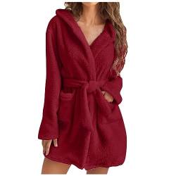 Awrvia Damen Bademantel Lang Große Größen Niedlich Schnelltrocknend Saugstark Badeponcho Leicht Hochzeit Hausmantel Langarm Elegant Morgenmantel Frottee Kuschelfleece mit Kapuze Bathrobe von Awrvia