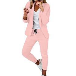 Awrvia Damen Blazer Elegant Casual Hosenanzüge 2-teilig Anzugjacke Einfarbig Anzug Set Festlich Büro Damenanzug Sportlich Mode Streetwear Elegant Slim Fit Freizeitmantel von Awrvia