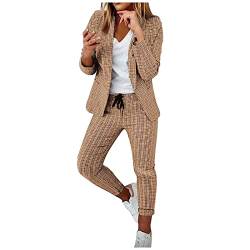 Awrvia Damen Blazer Sportlich Elegant Hosenanzug Business Anzug Set Zweiteiliger Formal Anzugjacke Slim Fit Hose Revers Büro Outfits Mode 2 Stück Jacke Festlich Mantel Lässige Sweatblazer von Awrvia