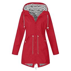 Awrvia Damen Regenjacke Wasserdichte Outdoorjacke mit Kordelzug Übergangsjacke Fitness Softshelljacke Einfarbiges Reißverschluss Sportshirt Hochwertige Dünne Funktionsjacke Wärmer Steppjacke von Awrvia