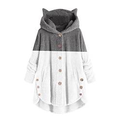 Awrvia Fleecejacke Damen Lang Teddyjacke GroßE GrößEn Warmes Kapuzenpullover mit Full Zip Sweatjacke GefüTtert Winterjacke Flauschig PlüSchjacke mit Kapuze und Taschen Sweatjacke Kuschelig Mantel von Awrvia