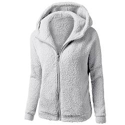 Awrvia Hoodie Damen Oversize Mantel Winter Plüschjacke Langarm Wintermantel Warm Cardigan Full Zip Kapuzenpullover Freizeit Sweatshirt mit Kapuze Strickjacke Vintage Kapuzenjacke mit Taschen von Awrvia