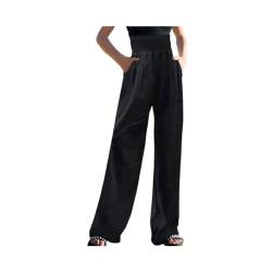 Awrvia Hosen Damen Elegant Sporthosen Lange Slim Fit Leinenhose Baggy Elastischem Stoffhose High Waist Büro Hose Mode Luftige Jazzpants Bequeme Einfarbig Cargohose Baumwolle Leinen Traininghose von Awrvia