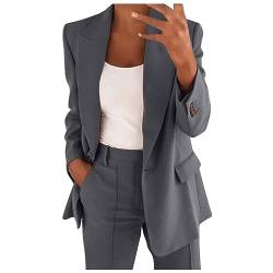 Awrvia Hosenanzüge Damen Blazer 2-teilig Anzugjacke Einfarbig Anzug Set Festlich Damenanzug Sportlich Streetwear Elegant Freizeitmantel Business Mode Mantel Angebote des Tages Heute Damen von Awrvia