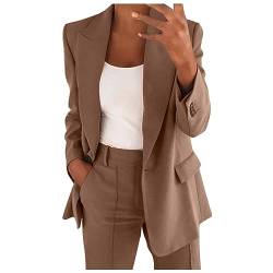 Awrvia Hosenanzüge Damen Blazer 2-teilig Anzugjacke Einfarbig Anzug Set Festlich Damenanzug Sportlich Streetwear Elegant Freizeitmantel Business Mode Mantel sonderangebote & Restposten von Awrvia