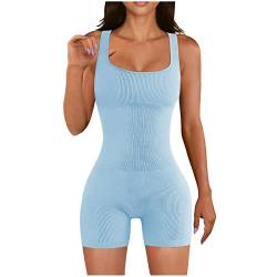 Awrvia Jumpsuit Damen Kurz Eng Bodysuit Sport Yoga Overall Kurzarm Playsuits Stretch One Piece Set Sexy Rückenfrei Einteiliger Bodycon Strampler Shape Trainingsanzüge angebot des tages damen von Awrvia