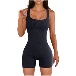 Awrvia Jumpsuit Damen Kurz Eng Bodysuit Sport Yoga Overall Kurzarm Playsuits Stretch One Piece Set Sexy Rückenfrei Einteiliger Bodycon Strampler Shape Trainingsanzüge angebote des tages heute von Awrvia