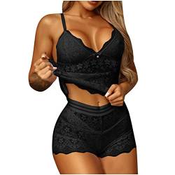 Awrvia Sale Angebote Dessous Damen Sexy Unterwäsche Push Up Spitzen-BH und Höschen Verstellbar Riemen 2-teiliges Set Erotisch Tüll Transparent Lingerie Hohe Taille Zweiteiliges von Awrvia