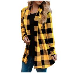 Awrvia Übergangsmantel Damen Rave Oberbekleidung Elegant Kariertes Hemd mit Kapuze Blusen Karo Muster Overshirt Plaid Boyfriend Hemdbluse Button down Langarm Blusenshirt Schickes Freizeitmantel von Awrvia