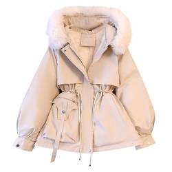 Awrvia angebot des tages damen Mantel Damen Sportlich Winterjacke Warm Elegant Steppmantel Lang Gefüttert Wintermantel Winddicht Winterparka Mode Jacke Abnehmbarer Fellkapuze Wärmejacke von Awrvia