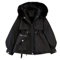 Awrvia black friday angebote 2023 Mantel Damen Sportlich Winterjacke Warm Elegant Steppmantel Lang Gefüttert Wintermantel Winddicht Winterparka Mode Jacke Abnehmbarer Fellkapuze Wärmejacke von Awrvia