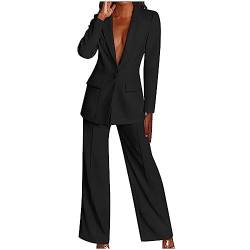 Awrvia blitzangebote Blazer Damen Elegant Hosenanzüge Sportlich 2-teilig Anzugjacke Einfarbig Anzug Set Slim fit Mode Damenanzug Festlich Longblazer Oversize Freizeitmantel Business Mantel von Awrvia