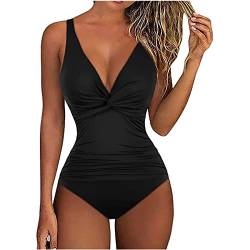 Badeanzug für Damen Verstellbaren One-Shoulder Badeanzügen Cups Bauchweg für Mollige Strandmode Shape Sexy Bademode Sportlich Freizeit One Piece Tankini Slim Fit Bikini Retro Monokinis von Awrvia