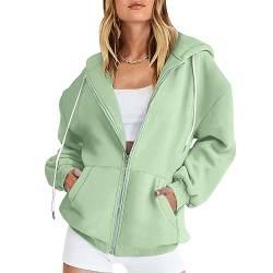 Kapuzenpullover Damen Zipper Hoodie Vintage Baumwolle Sweatjacke Solid Lässig Kapuzenjacke Sportlich College Jacke Modern Mantel Leichter Drucken Sweatshirt Y2K Teenager Kaputzenpullis von Awrvia