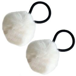 2 Stück Niedliche Pompoms Haargummis Für Frauen Pferdeschwanz Halter Niedliche Haargummis Bunte Pelzige Ball Haarseile Haargummis Haar Accessoires von Awydky